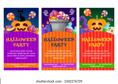 Set of Halloween banners design template. Vector illustration