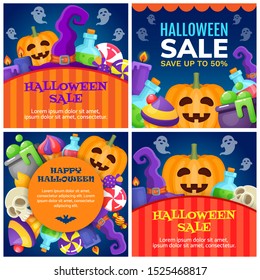 Set of Halloween banners design. Vector illustration