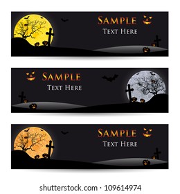 Set of Halloween banners on a light background