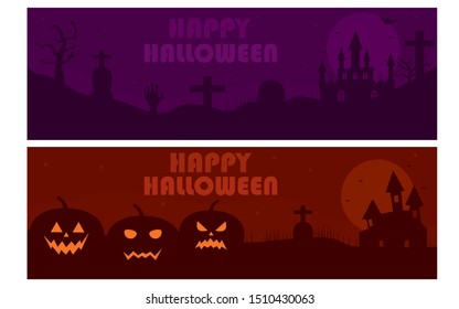 Set of halloween banners vector. Happy halloween. Vector illustration