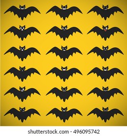 Set of Halloween Bat characters emoticons isolated on gray background. Vector illustration