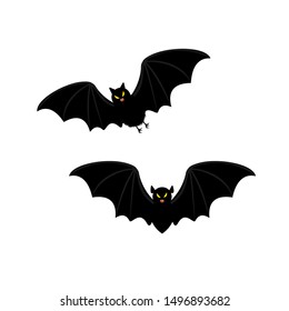 Set of Halloween bats. Black bats.