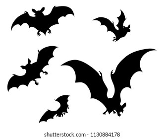 A set of Halloween bats flying in silhouette