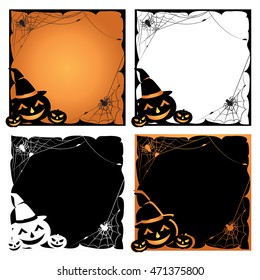 set of halloween border and frame black, orange,white