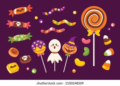 vector conjunto de caramelos de Halloween