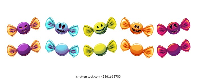 A set of Halloween candies.A sweet treat for the holiday.Vector illustration.