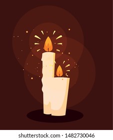 set of halloween candles light