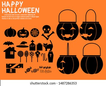 Set of Halloween candy and bucket
