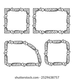 Set of halloween candy decorative frame border. Vector design