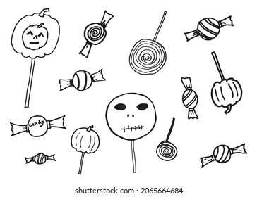 
set of Halloween candy doodles hand drawn