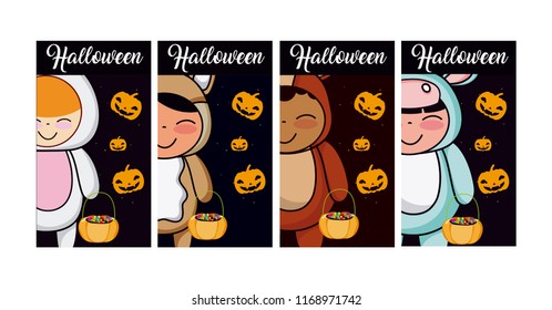 Set of halloween cards