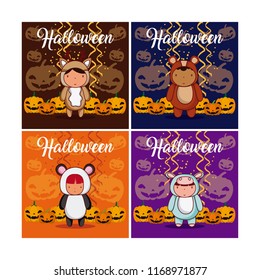 Set of halloween cards