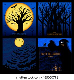 Set of Halloween Cards or Backgrounds. Vector illustration
