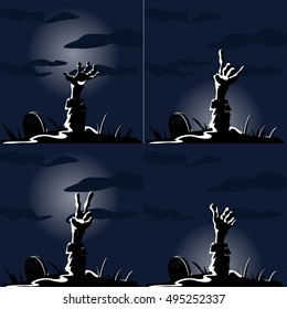 Set of halloween cards with different elements, Vector illustration