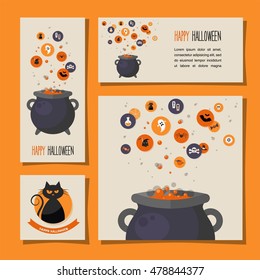 set of Halloween cards , invitations and banners. vector illustration