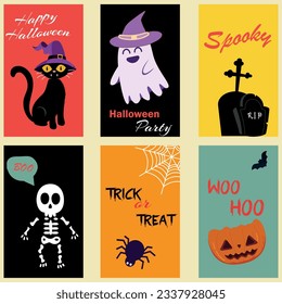 Set of Halloween cards. Vector Illustration. Design for poster, card, invitation, placard, brochure, flyer.