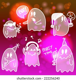 Set of halloween cartoon ghosts