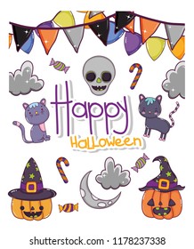 Set of halloween cartoons