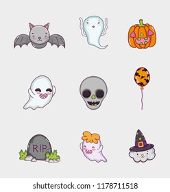 Set of halloween cartoons