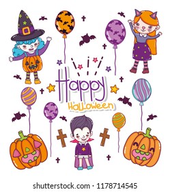 Set of halloween cartoons