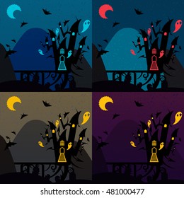 Set of halloween castles. Nice vector illustration