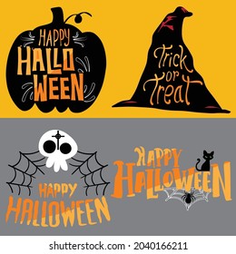 set of halloween celebration party . trick or treat vector illustration.