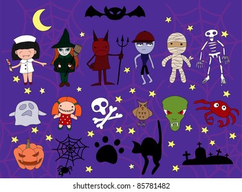 Set of halloween charackters