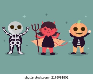 set of halloween character cartoon