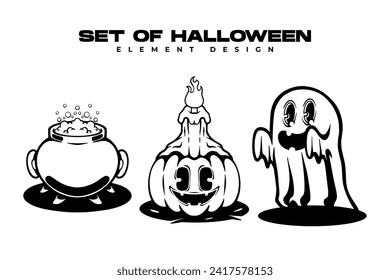 Halloween-Zeichenelementdesign festlegen