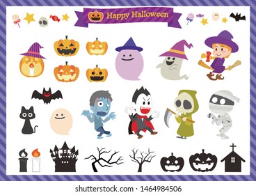 Set of Halloween character image illustrations