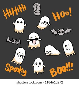 Set of Halloween Character & sign Vector Illustration