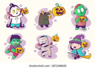 Set of Halloween character vector