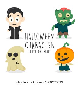 set of halloween character vector illustration