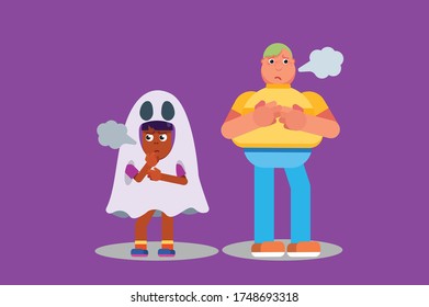 Set of Halloween characters angry. This character illustration can use as a sticker also.