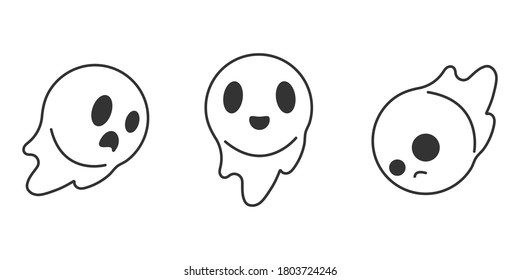 Set of Halloween characters, Cute ghost vector set.	