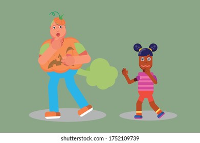 Set of Halloween characters disgust. Simple character vector illustration.
