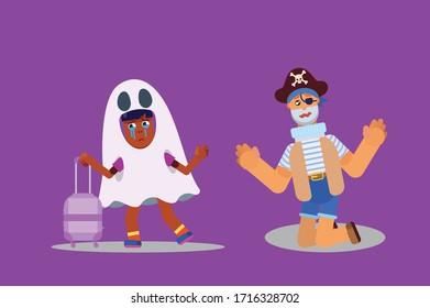 Set of Halloween characters sad