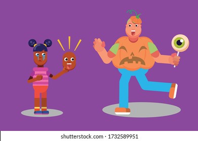 Set of Halloween characters sad. This character illustration can use as a sticker also.
