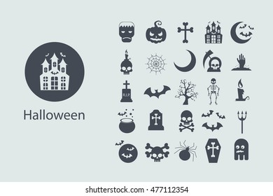 Set of Halloween characters. Scrapbook elements. Vector illustration. 