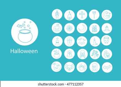 Set of Halloween characters. Scrapbook elements. Vector illustration. 