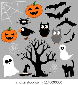 Set of halloween characters vector
