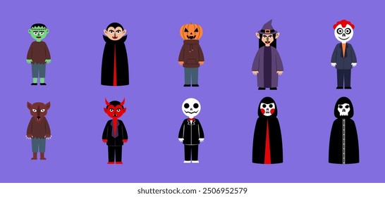 Set of halloween characters. vector illustration.