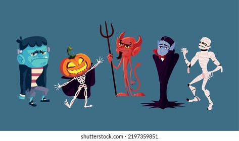 set of halloween characters, vector style