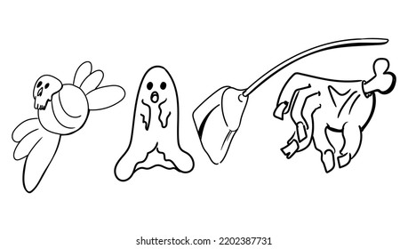Set Of Halloween Collection in a simple handrawn illustration