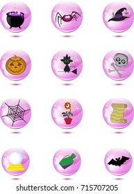 set of halloween colored  magic icons  isolated on white background. Vector illustration. Clip art. 
