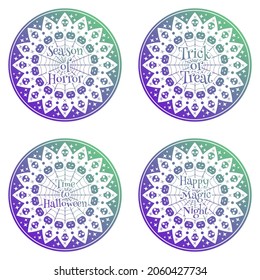 Set of halloween colorful wreaths. Holiday decoration template. Vector illustration