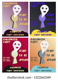Set of Halloween Concepts. Vector Illustration. Pumpkin and Spider Web, Witch Hat and Cauldron, Skull and Bones, Night Party. Trick or Treat.
