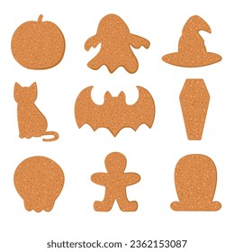 Set of  halloween cookies.October vibes and colors. Vector flat cartoon illustration.