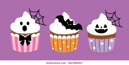 Set Halloween Cupcake and
