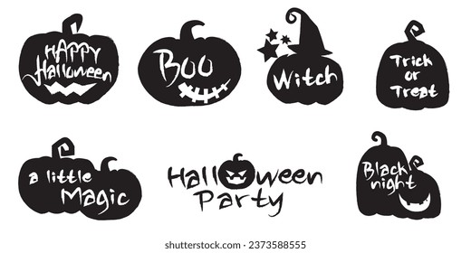 Set of Halloween decoration lettering. Decorative Happy halloween Calligraphy collection. Vector illustration.